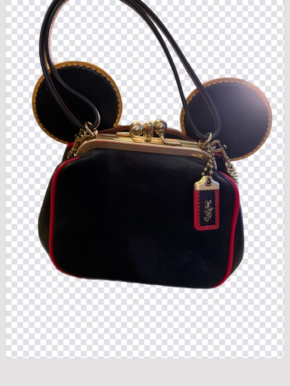 Coach Black Crossbody Bag with Red Trim and Gold Hardware